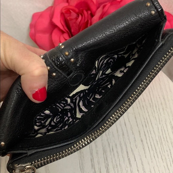 Brighton Leather Wallet Black with Silver Studded Design - Picture 9 of 11